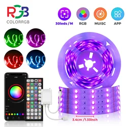 LED-Streifen Licht RGB Musik synchron isation Farbwechsel 30leds pro m, App-gesteuerte LED-Leuchten 5m 10m 15m DC12V flexibel