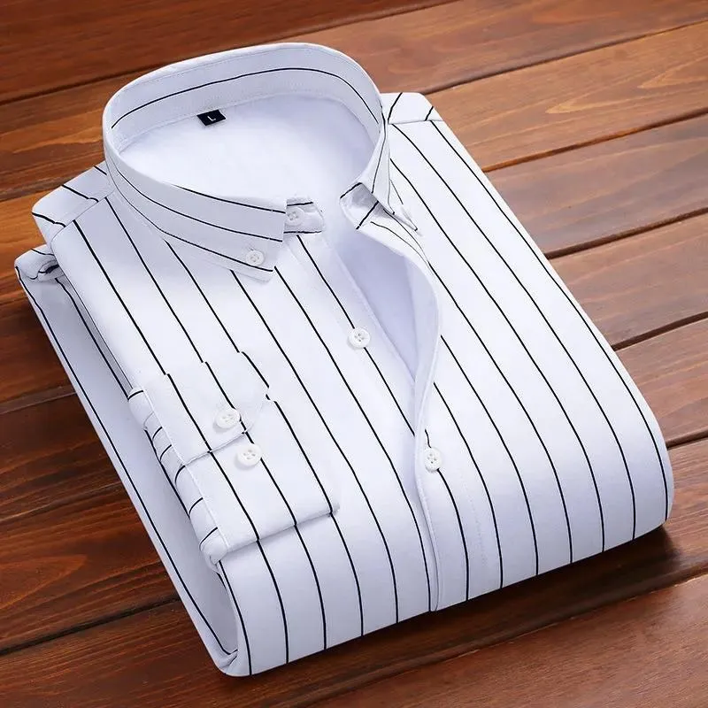 

Thiened Fce Warm Winter Long Sve irt Casual Striped Men's irt Dad's Casual Wear Base Layer irt Non-Sinking