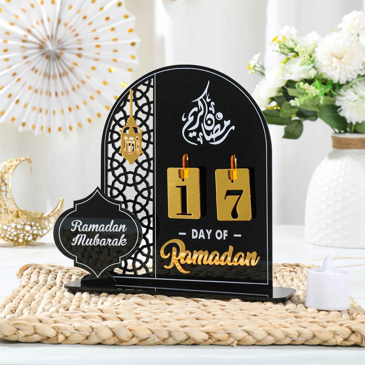 

Eid Mubarak Countdown Calendar Ornament Ramadan Kareem Decoration for Home 2025 Islamic Muslim Party Decor Gift Eid Al-Adha