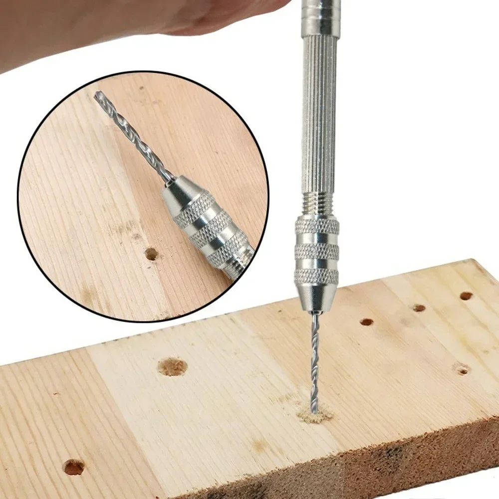Precision Mini Hand Drill Keyless Chuck With 10Pcs Twist Drill Bits Set Aluminum Body Jewelry Making DIY Craft Woodworking Tool