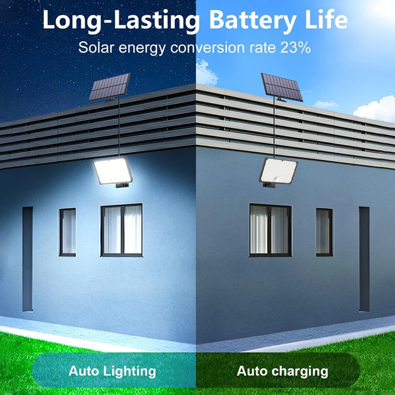 أضواء شمسية للخارج، 172/400LED 3 أوضاع أضواء استشعار الحركة مع جهاز تحكم عن بعد، أضواء شمسية خارجية للفناء والحديقة