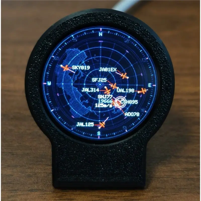 ABNL USB-C Deskradar With 3D Printed Case, Live ADS-B Flight Tracker Gadget Featuring Sonar Grid Screen Aviation Desk Decor