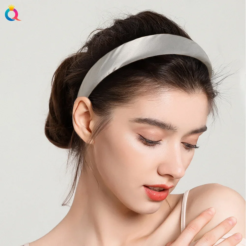 1pcs Satin Sponge Headband for Women Solid Colors Thick Hair Hoop Hairband Fashion Hair Accessories