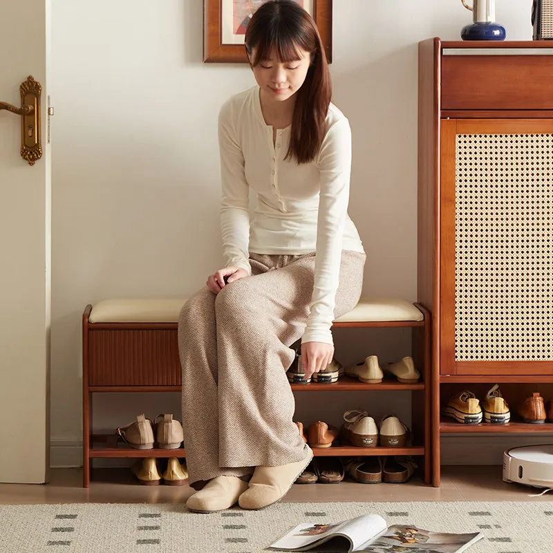 Wood Pouf Ottomans Space Saving Entryway Unique Living Room Salon Step Stool Stackable Designer Tabouret Lounge Suite Furniture