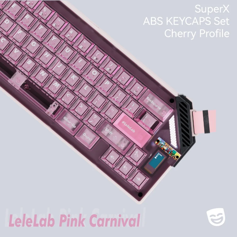 LeleDesign SupSup Pink Carnival Keycaps Set BASE /NumPad Cherry Profile Transparent  Key Caps Mechanical Keyboard Game Accessory