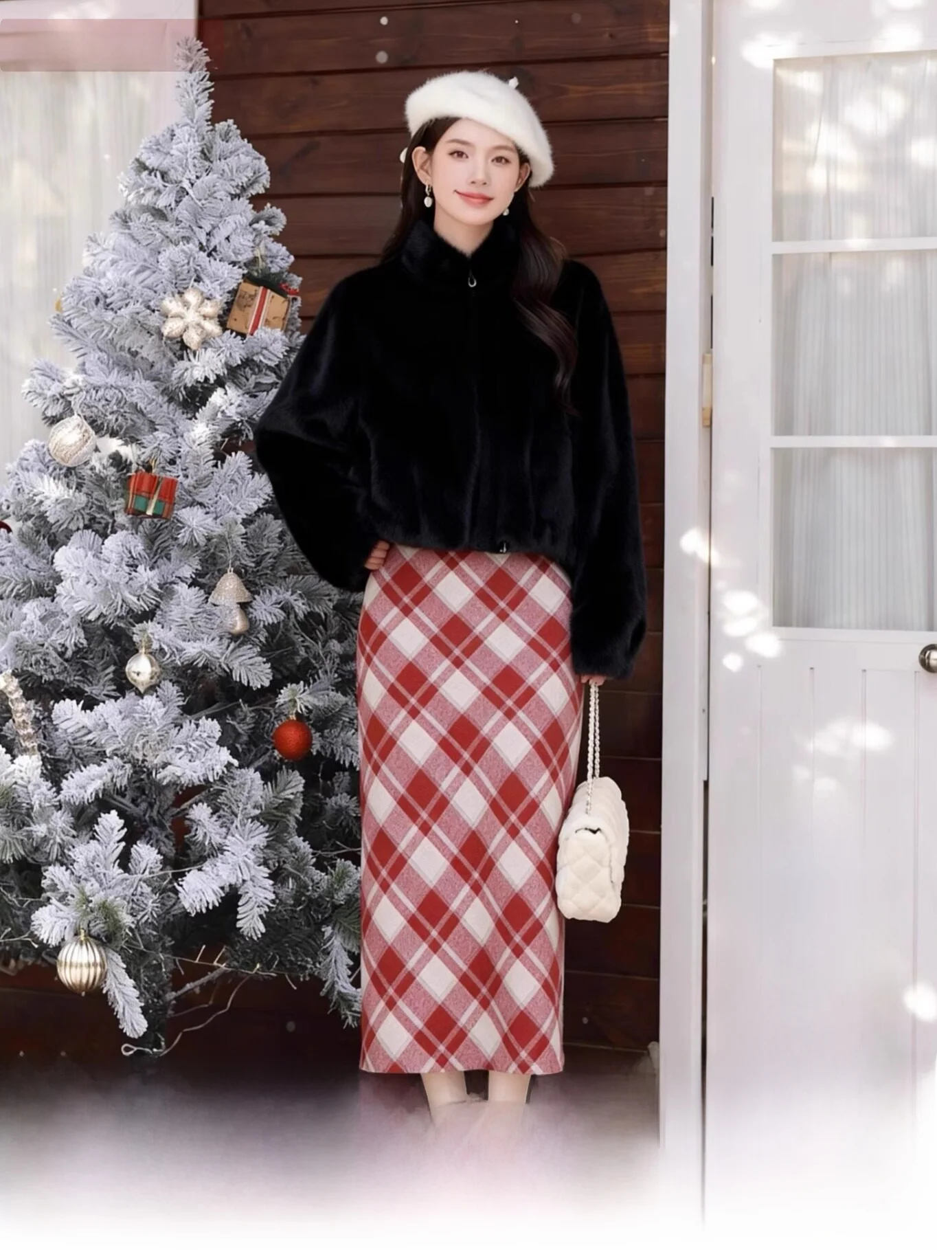 

Classic Casual Mink Collar Toscana Eco-Friendly Fur Coat Long Sve Zipper Closure Straight Cut Thiened Outerwear Coat