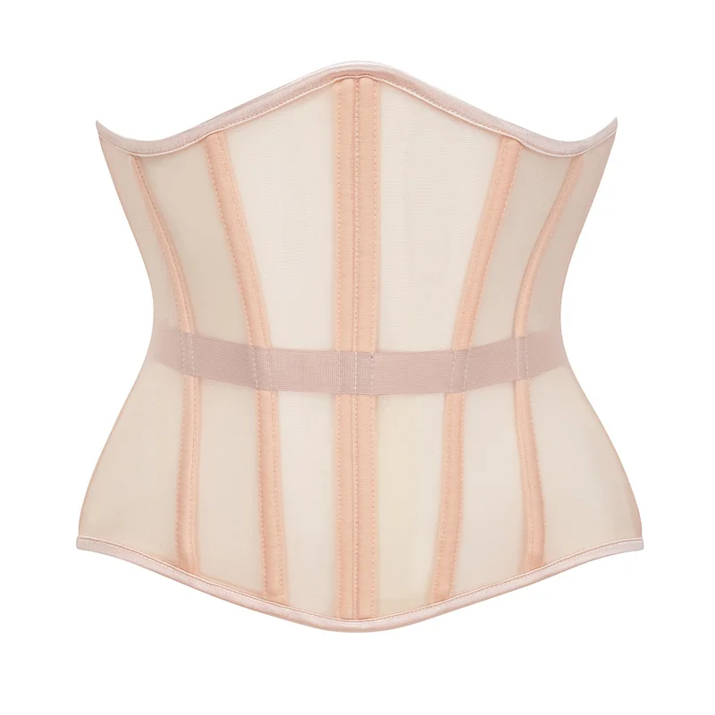 

Готический корсет-бюстье из прозрачной сетки, утягивающий пояс для талии, корсет с косточками, черный, бежевый