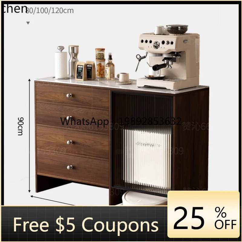 

WW solid wood dining side cabinet integrated against the wall multi-functional rock slab storage cabinet storage rack