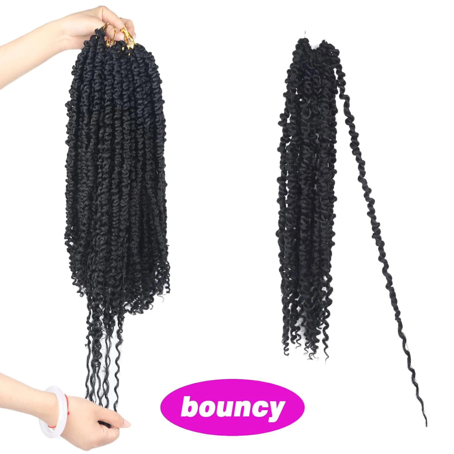 7 عبوات من شعر كروشيه ملفوف مسبقًا، شعر كروشيه ملتوي مسبقًا، شعر بوهيمي قصير