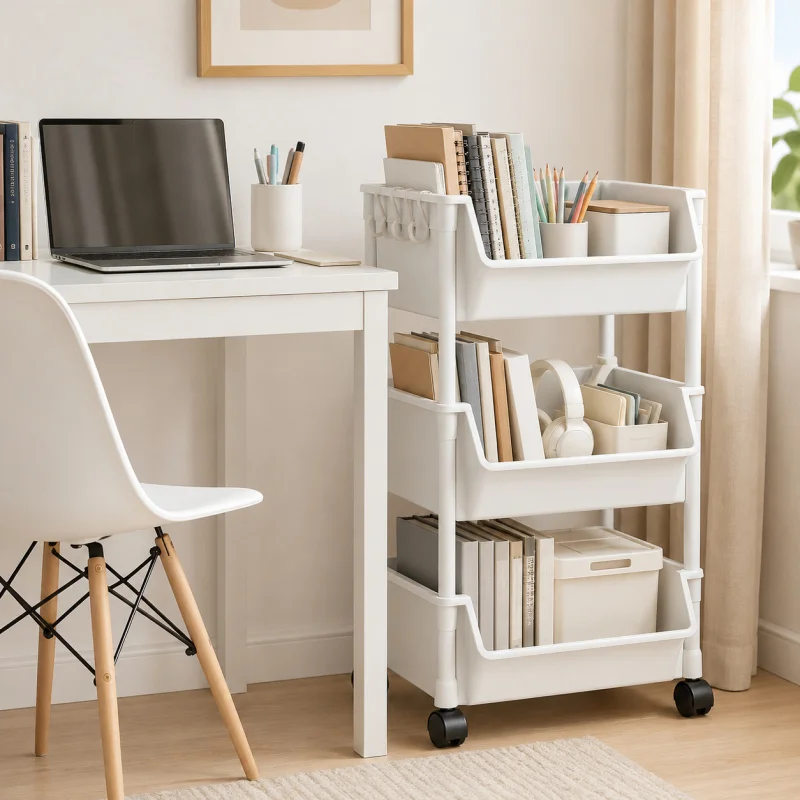 3-Tier Rolling Storage Cart, Multi-layer Freestanding Organizer for Bathroom, Snacks, Kitchen, Bedside, Toys & Vegetables image 6