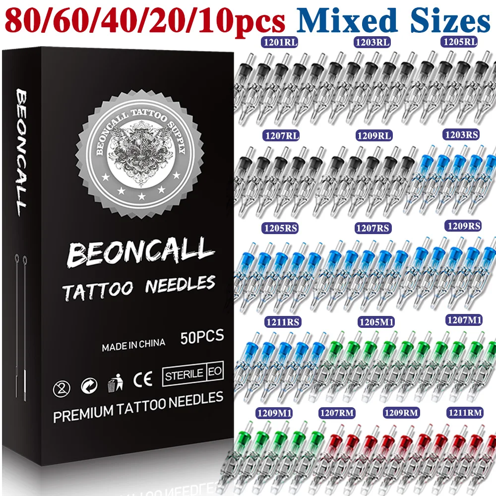 

80/50/10pcs Mix Tattoo Cartridge Needles Sterile Permanent Makeup Tattoo Needles for Tattoo Pen Machine Tattoo Needle Supply