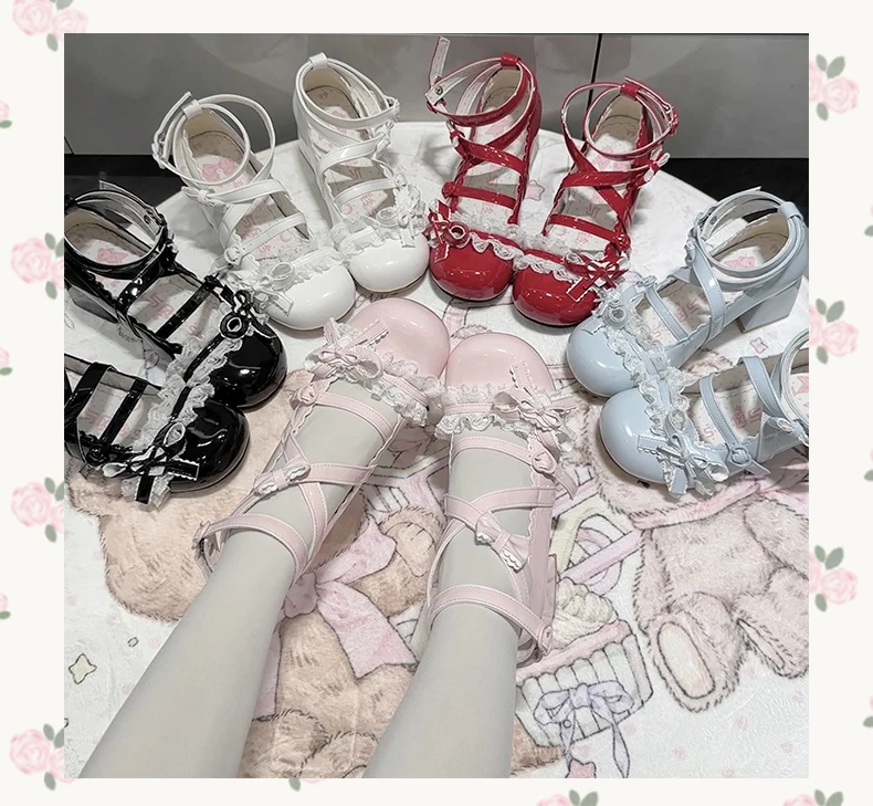 ロリータレースラウンドトゥバレエスタイルガール多用途スイートビューティーシングルシューズ
