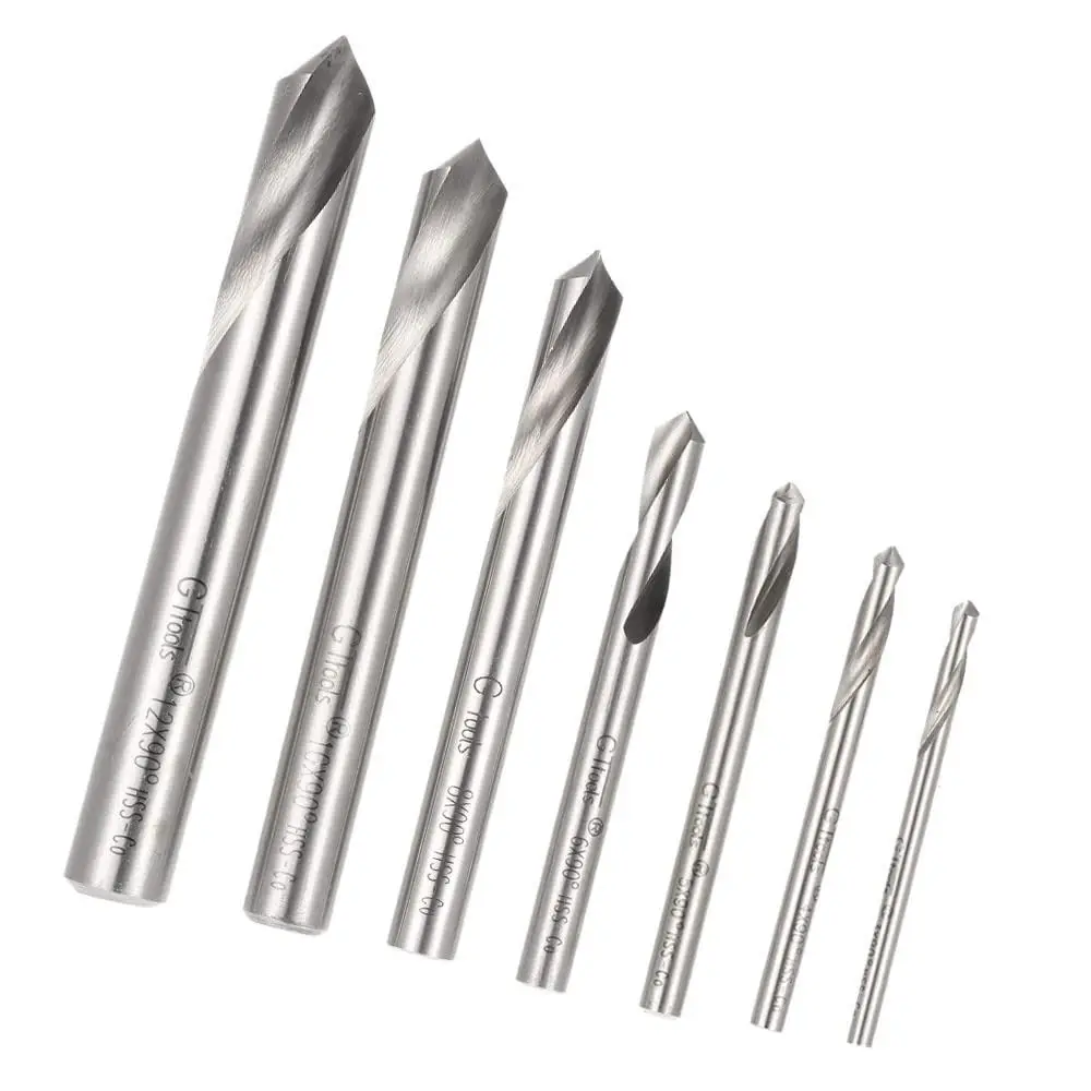 7pcs M42 HSS Spotting Drill Bits 90 Degree Round Shank Drill Bit Set High Temperature Resistance 3 4 5 6 8 10 12mm Drill Bits