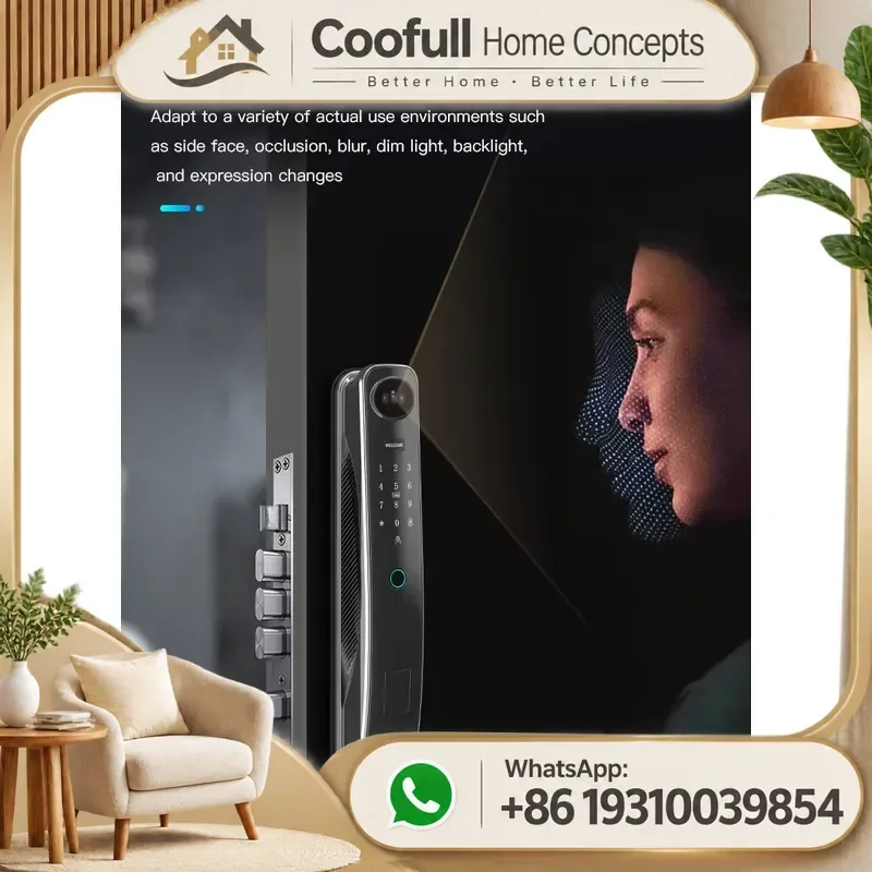 Smart Door Lock 3D Face Recognition Fingerprint Wifi For Steel Gate Biometric Keyless Entry Memory Card Access Control System