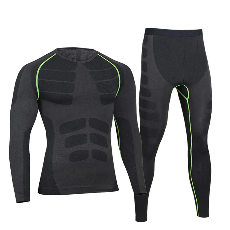 Men Thermal Underwear Set Motorcycle Skiing Shirts Pants Base Layers Tight Long Johns Tops & Trousers Set Clothing