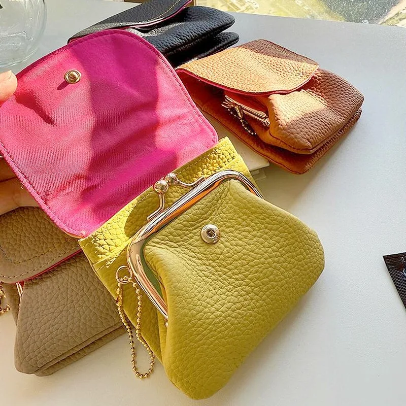  Coin Purse Women's Crossbody Leather Wallet Integrated Design Coin Storage Card Holder Fashionable Korean Style Bag