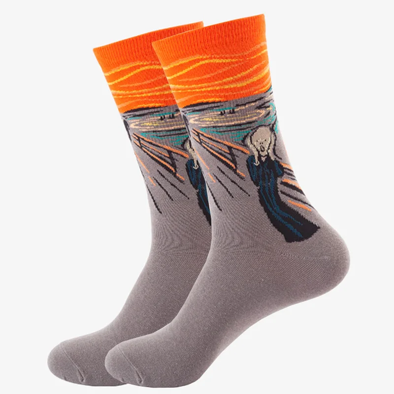 Chaussettes de nuit étoilée rétro pour hommes et femmes, art de la personnalité Van Gogh, peinture à l\'huile, drôle, heureux, cadeaux pour hommes,