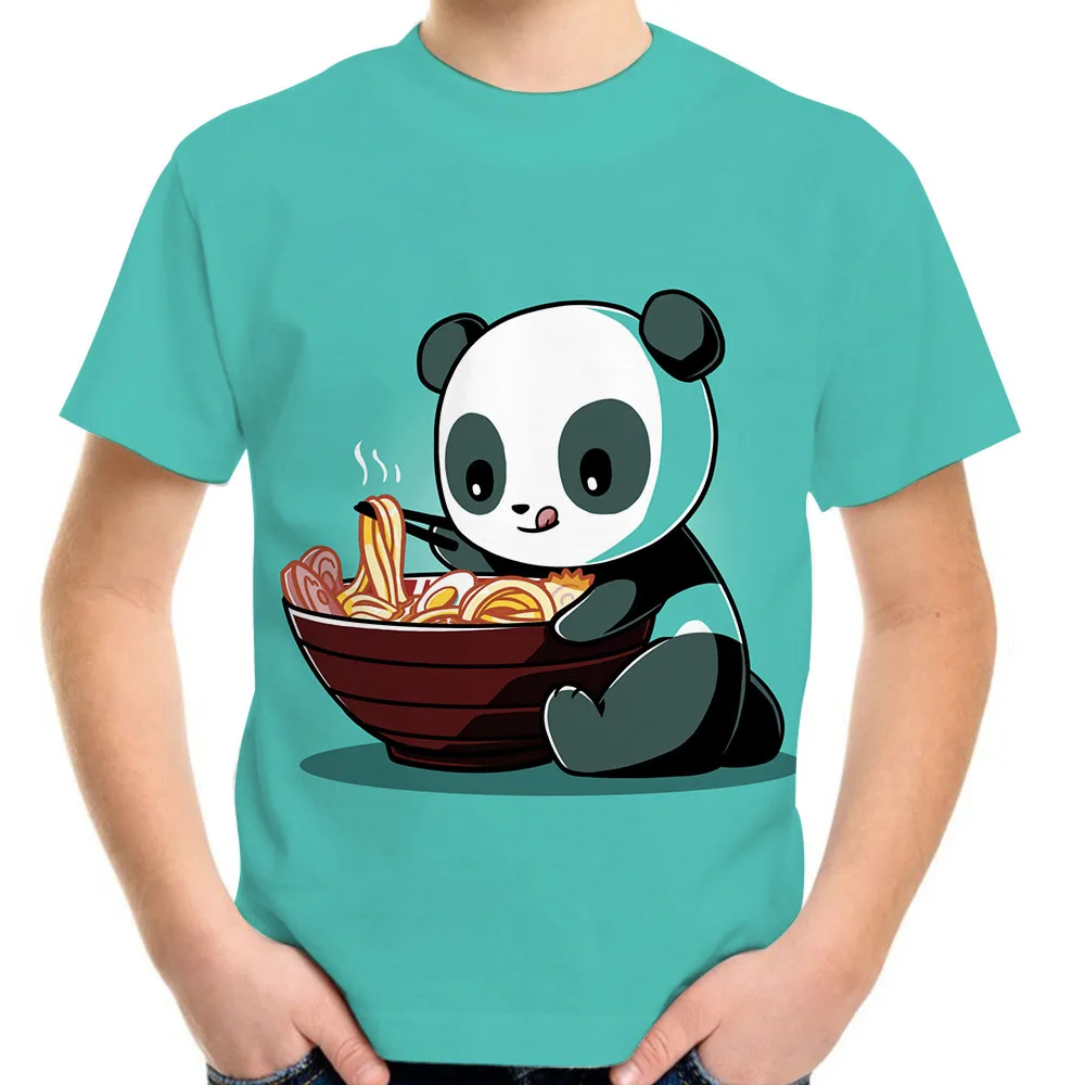 

Summer Children Short Sleve Black Grey Color T Shirt Cartoon Cute Animal Panda Funny Pattern Print Boy Girl Fashion Cool T-Shirt