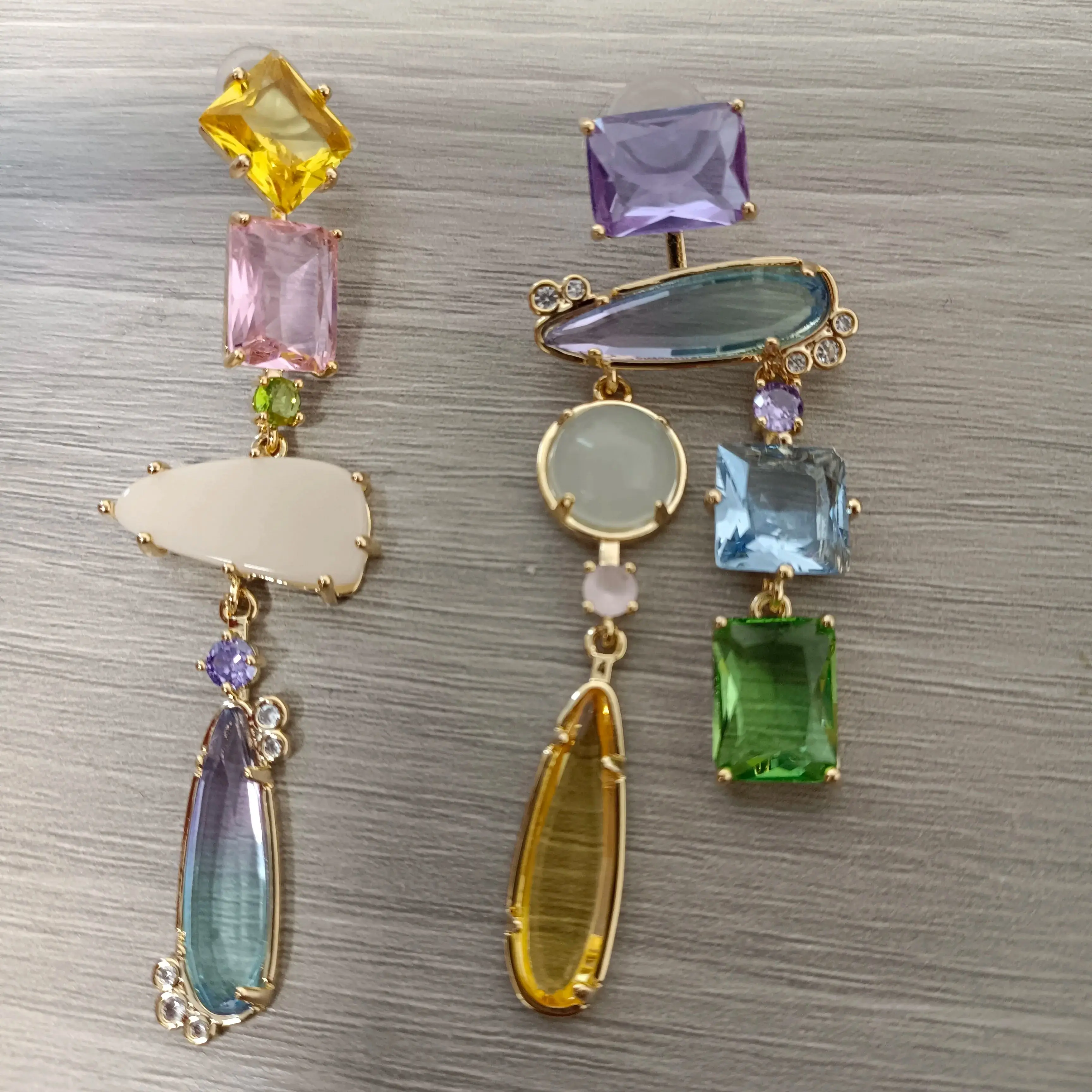 Bilincolor Geometric Square Transparent Colored Cube Water Drop Earrings for Women