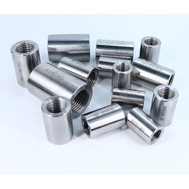 High-strength carbon steel threaded steel bar connectors 12-40mm Reinforced steel sleeve for construction