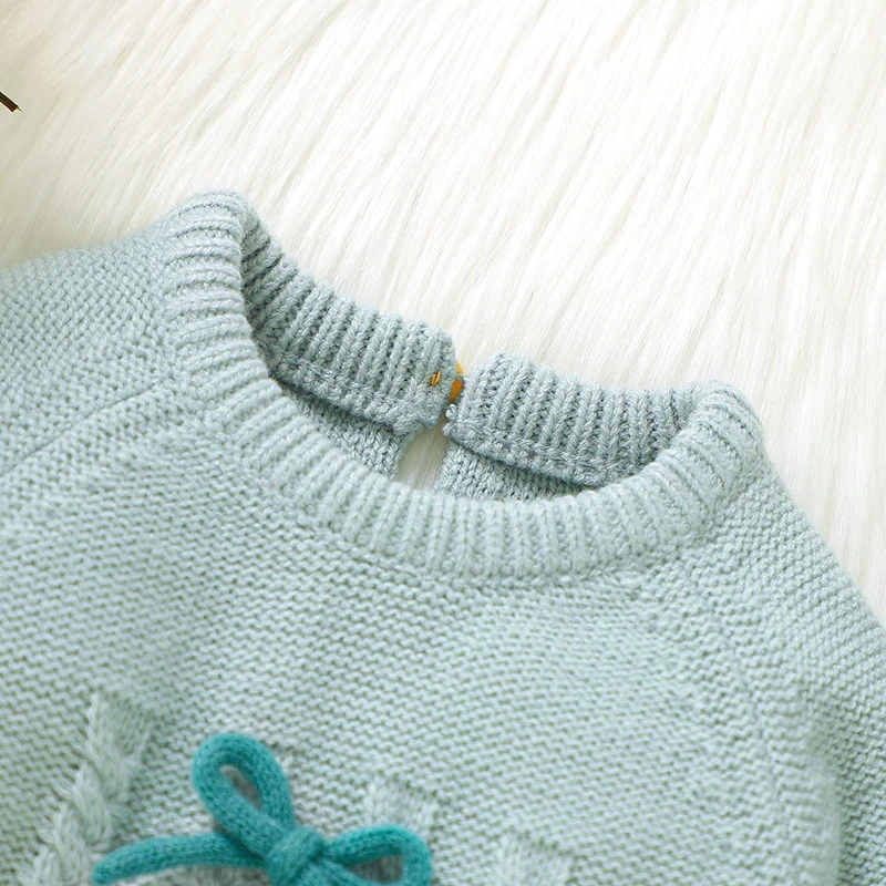 Newborn Baby Girls Clothes Sets Autumn and Winter Blue Full Sleeve Sweaters Pullovers+Trousers Infant Outfits 2pcs Children Wear