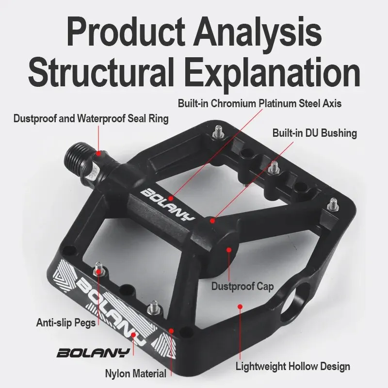 BOLANY Bicycle Pedal Bike Anti-slip Nylon Pedals MTB Ultra Light Sealed Bearing Nylon Pedal Bicycle Accessories