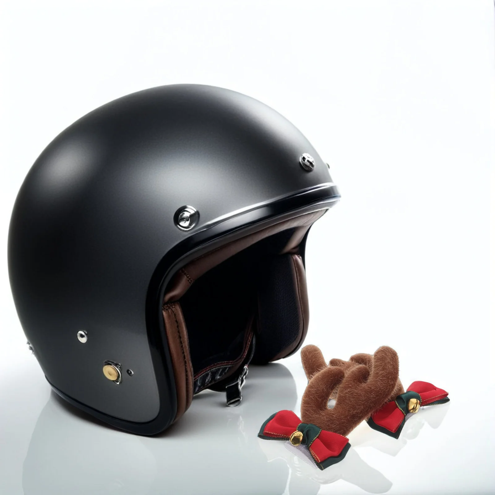 1 paio di decorazioni natalizie con corna di renna per moto, sci, snowboard, bici, accessori rimovibili con corno di cervo