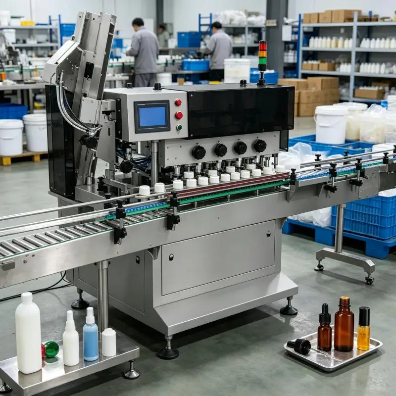 Industrial Bottle Capping Machine with Automatic Cap Lifter Pneumatic High Speed for Daily Chemical Sauce Oil Packaging Line
