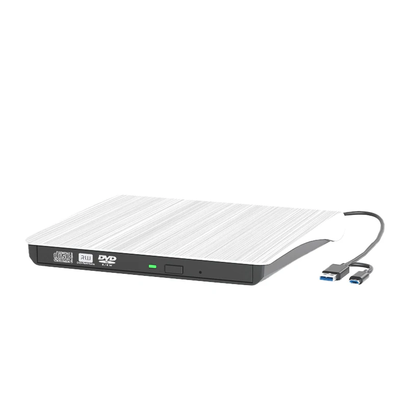 hit productDual USB Interface White DVD RW Burner External Optical Drive 8x/24x Speed 4MB Cache Tray Type Compatible WIN10/WIN8/