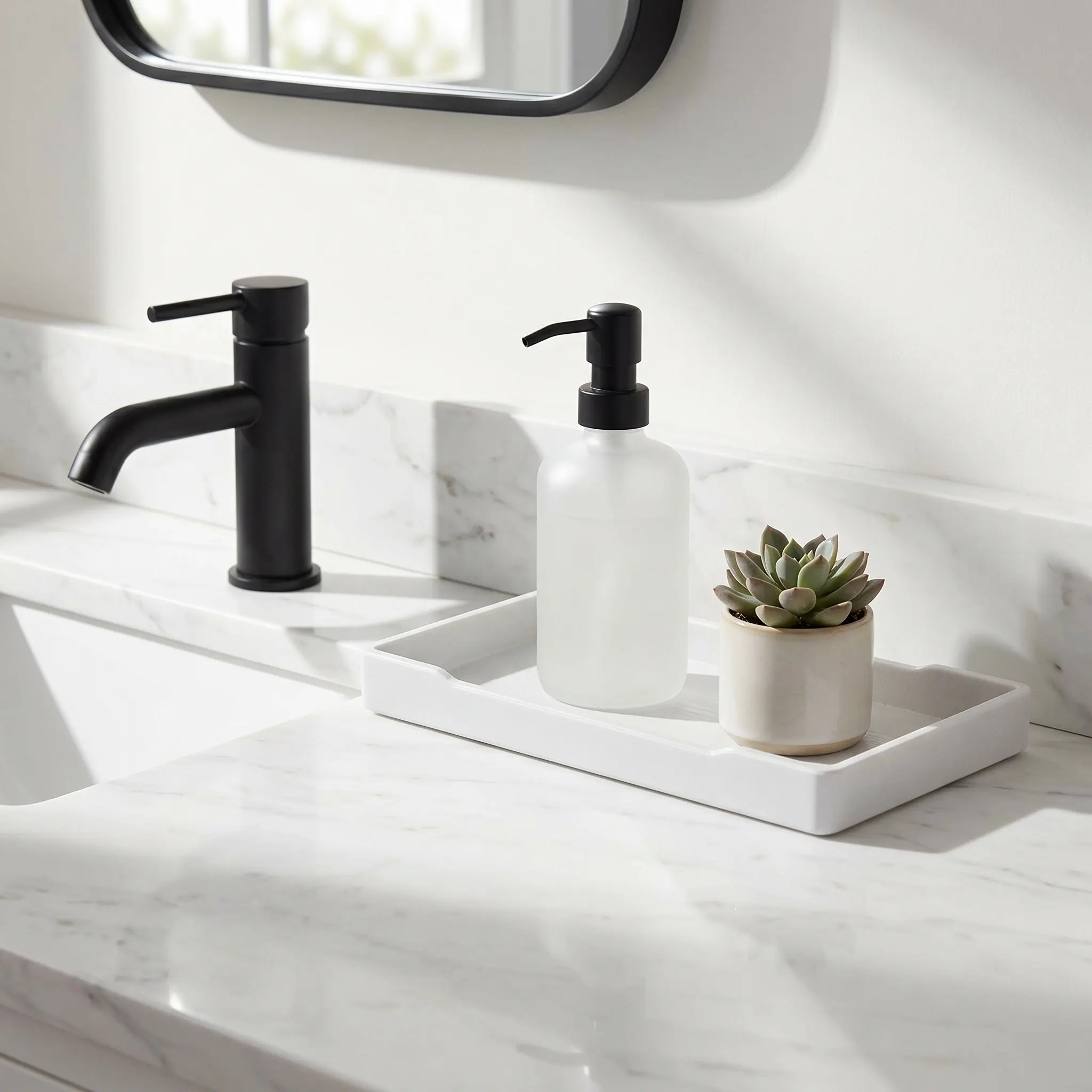 5Pcs Shatterproof Thickened Bathroom Vanity Tray Rectangle Organizer Small Decorative Tray Sink Countertop Wood Pattern - view 3