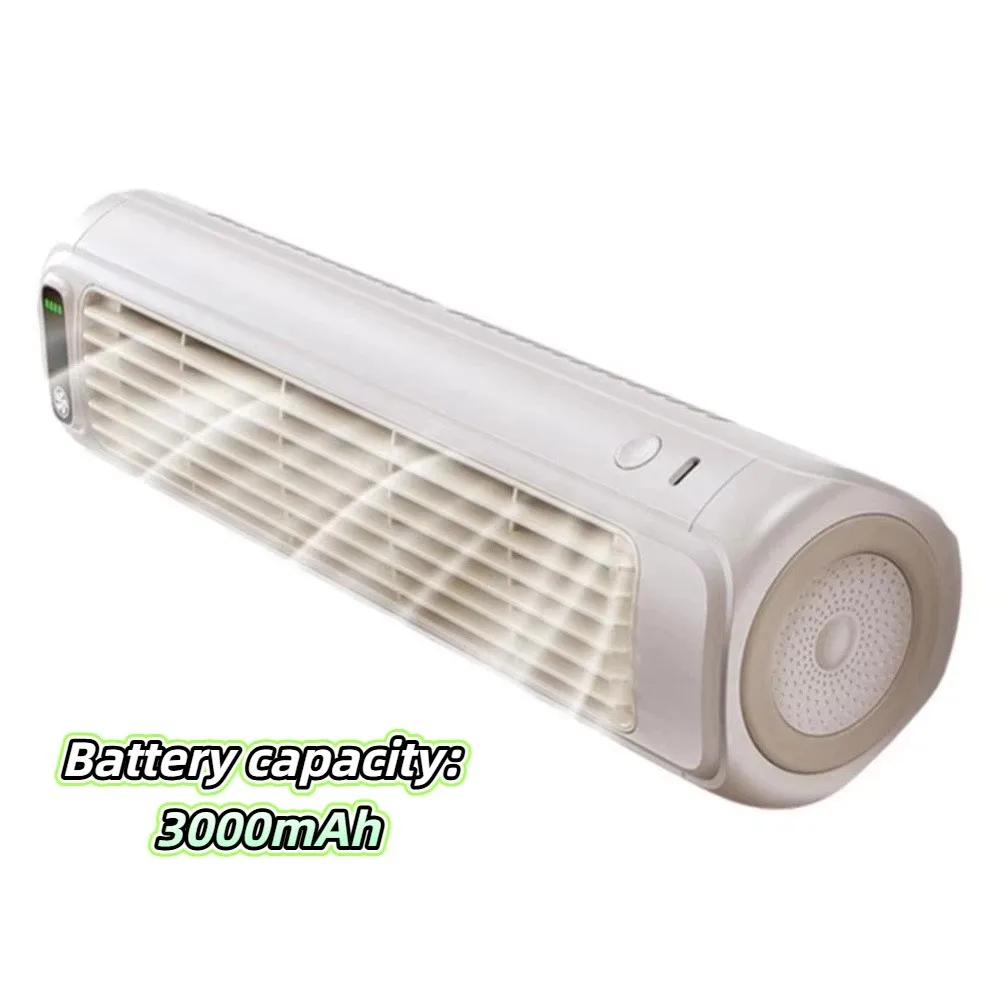 USB Rechargeable Hole-Free Mount Fan Leafless Design Bladeless Design Leafless Cooling Fan Lightweight Compact for 5V/2A 3000mAh