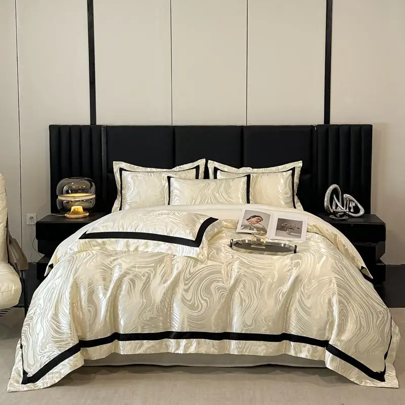 

4Pcs High-end Light Luxury Style 160 Long Staple Cotton Jacquard Duvet Cover Cotton Sheets And Sheet Bedding 200x230 220x240