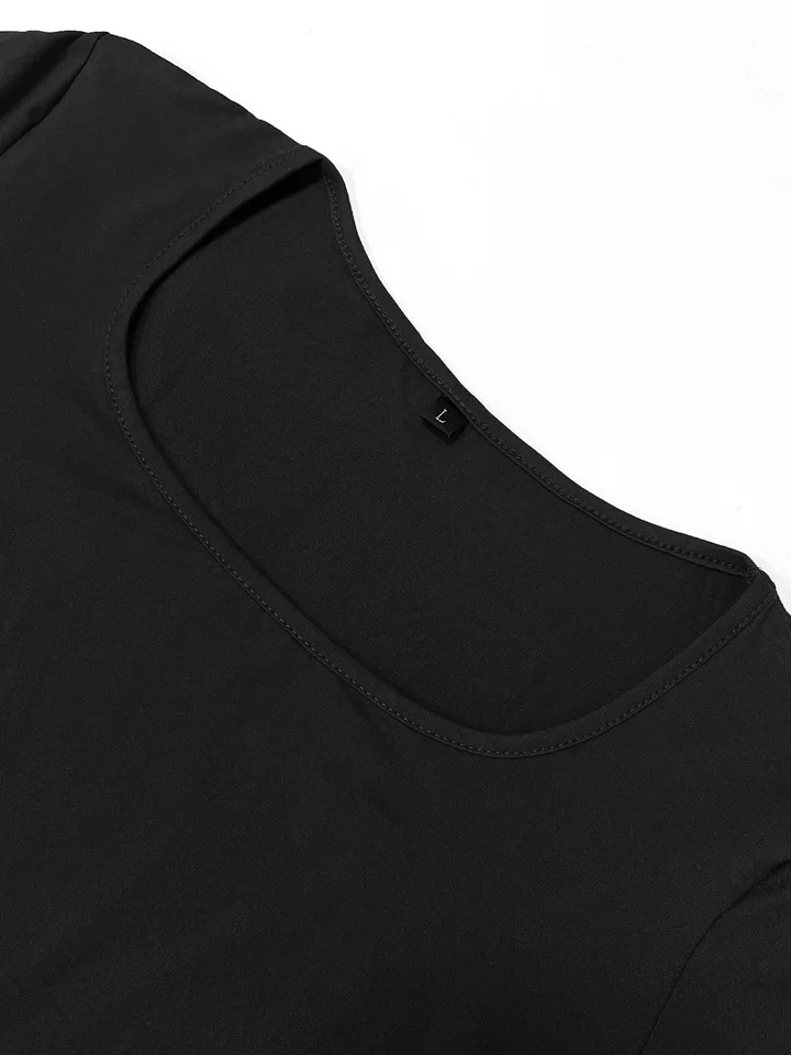 Vestido de mujer de manga larga, ajustado, liso, elegante y minimalista, escote redondo, casual, para mujer 6