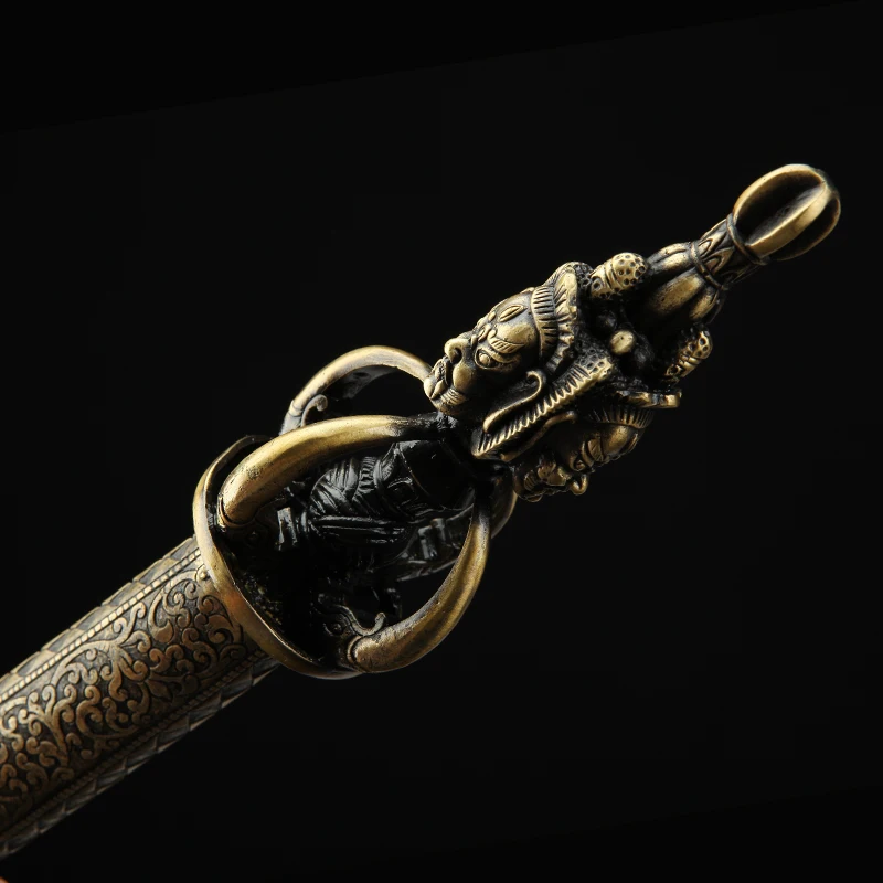 Medieval Chinese Vajra Sword Folded Steel Damascus Blade Real Full Tang Sharp Ready Battle Samurai Swords Brass Dragon Katanas