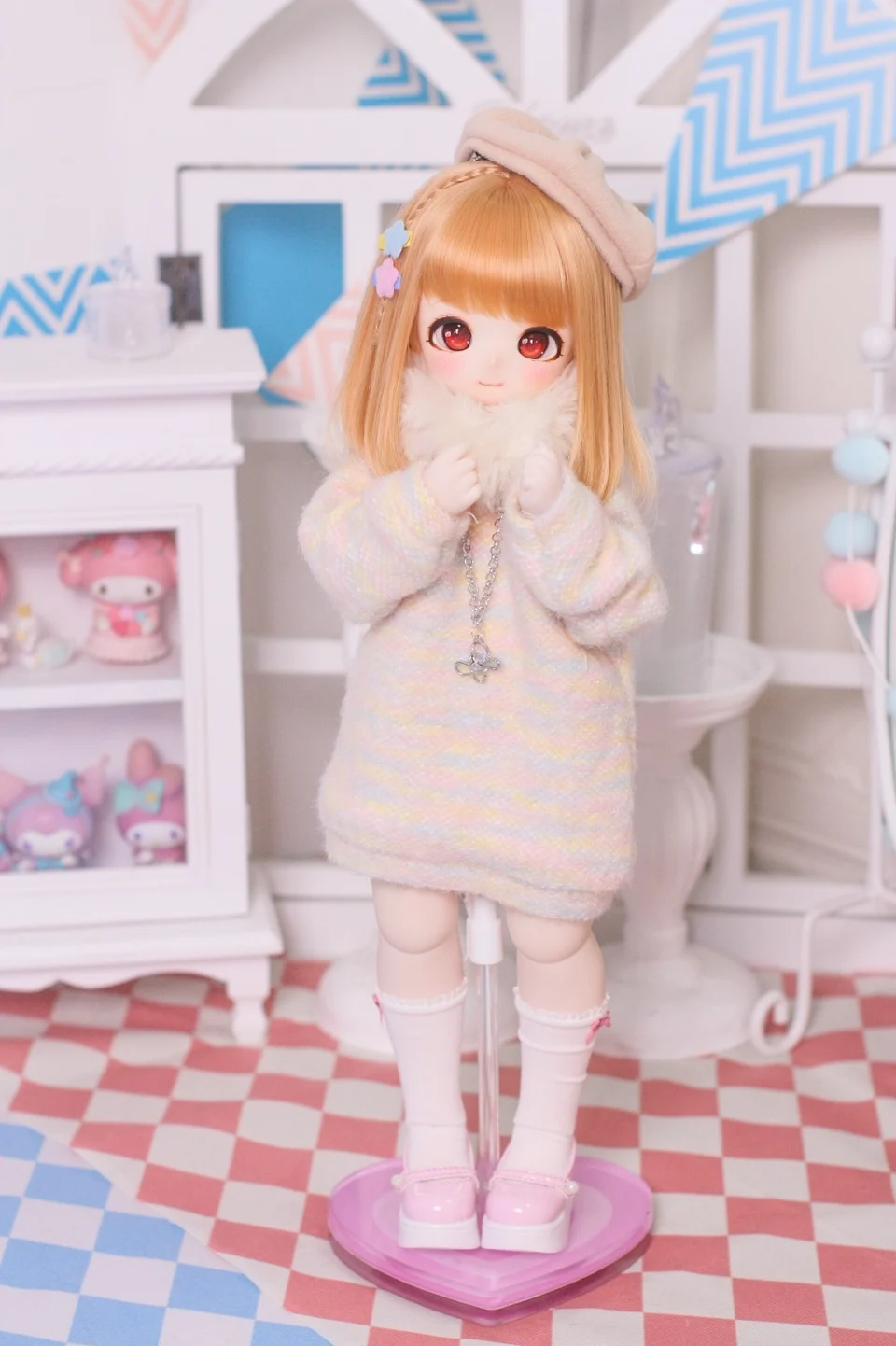 BJD doll clothes suitable for 1/4 1/6 size cute doll clothes warm winter sweater BJD doll clothes doll accessories (5 points)