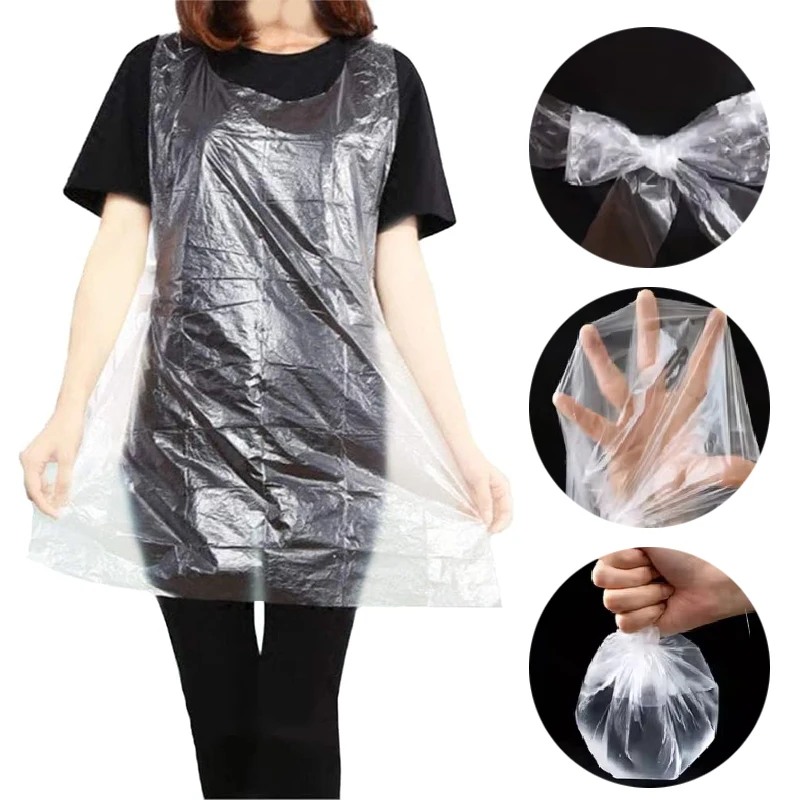 25/50/100PCS Disposable PE Apron Waterproof  Anti Fouling Disposable Apron Household Cooking Hot Pot Restaurants BBQ Tool