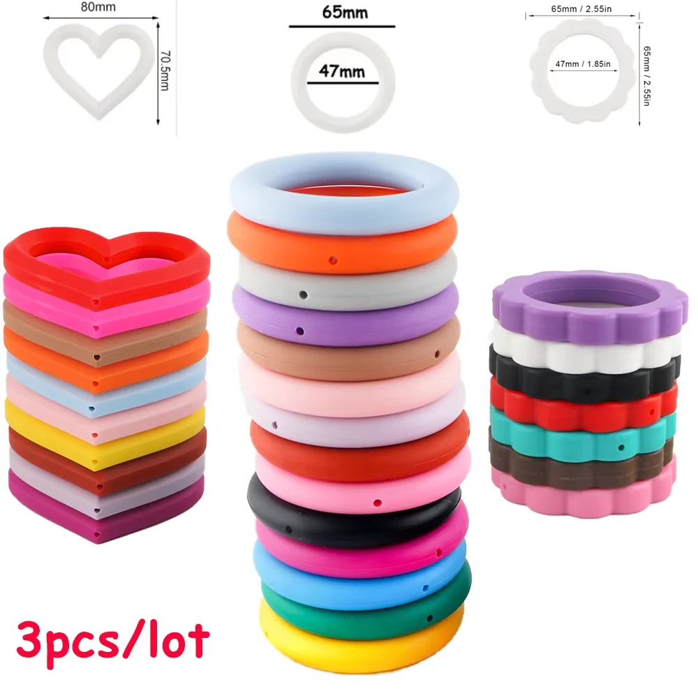 3Pcs/Lot Circle Flower Shape Silicone Ring Heart Ring Food Grade For Popular Jewelry Pendant Making