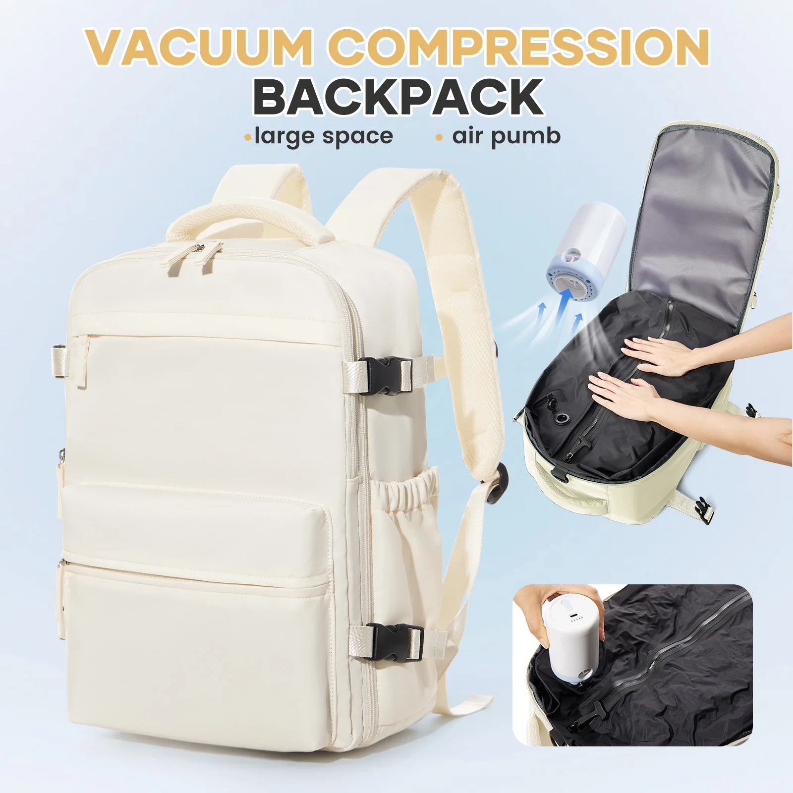 Ryanair Backpack Travel Cabin Airplane 40x20x25, Air Vacuum compression Backpack, Women Men Backpack Business Laptop Bag Handbag