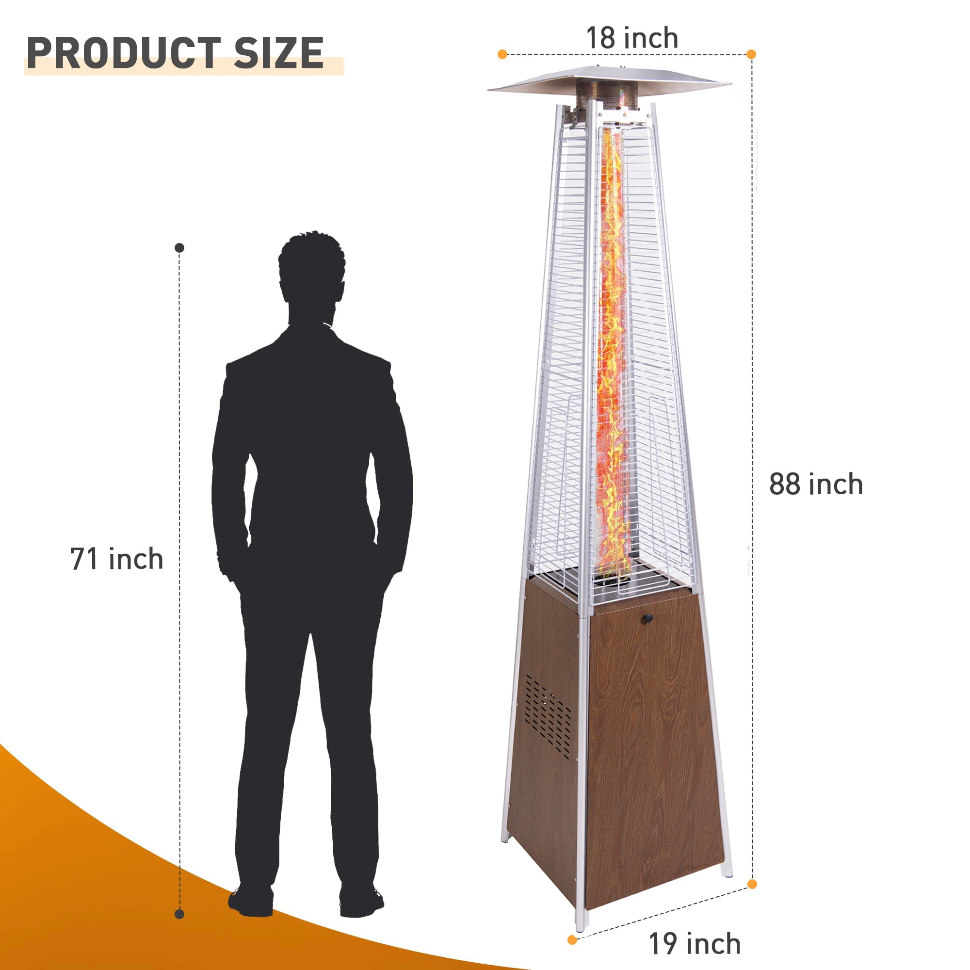 Calentador de Patio con Ruedas Desmontables, Cubierta Protectora, para Terraza, Jardín, Piscina, Uso Comercial y Residencial