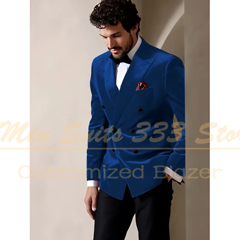 Red Velvet Double Breasted Men Suits High Quality Fashion 2 Piece Jacket Pants Elegant Groom 2026 Wedding Slim Fit Outfits