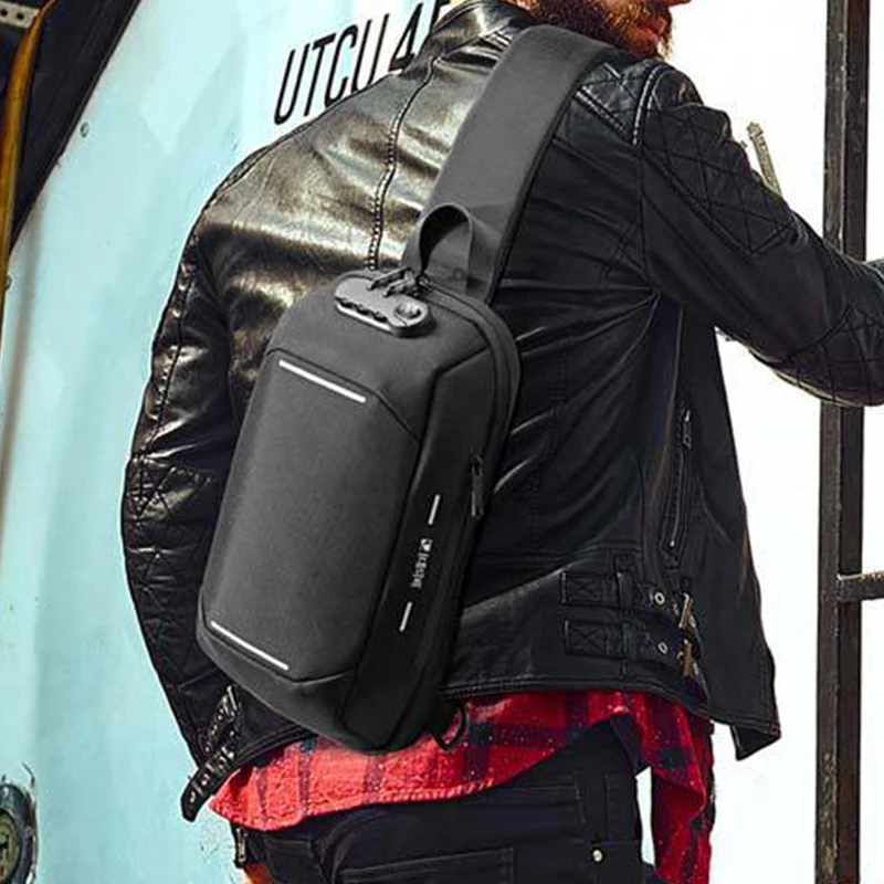 Bolso de hombro multifunción para hombre, bandolera de viaje con USB, a la moda, para el trabajo
