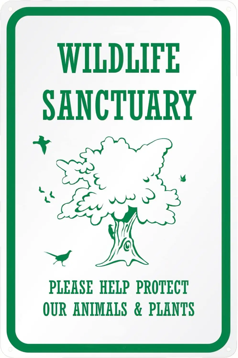 Wildlife Sanctuary Vintage Metal Tin Sign Wall Art Decor Plaque for Home Bar Pub Club Cafe Outdoor Street 8x12 inch sign