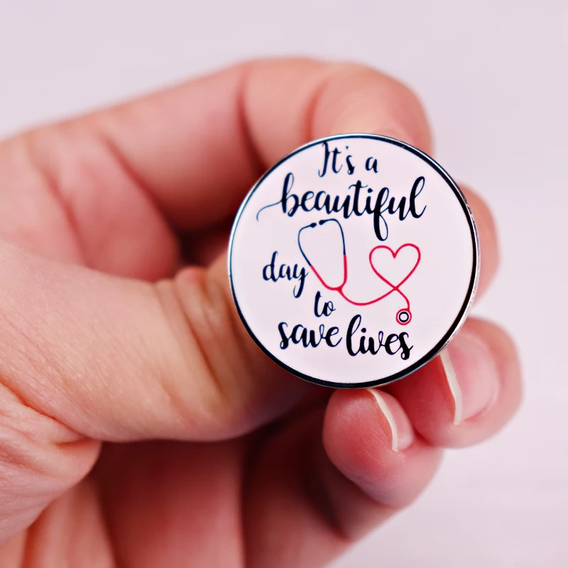 It's a Beautiful Day to Save Lives Enamel Pin Greys Anatomy Quotes Metal Badge tv show Brooches Gifts