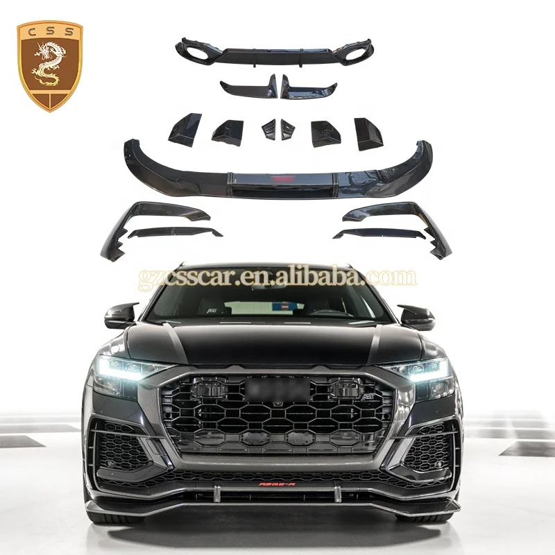 RSQ8 Upgrade Facelift AT Style Body Kit For Audis RSQ8 Front Lip Rear Diffuser Wide Fender Flares Dry Carbon Fiber Car Bodykit