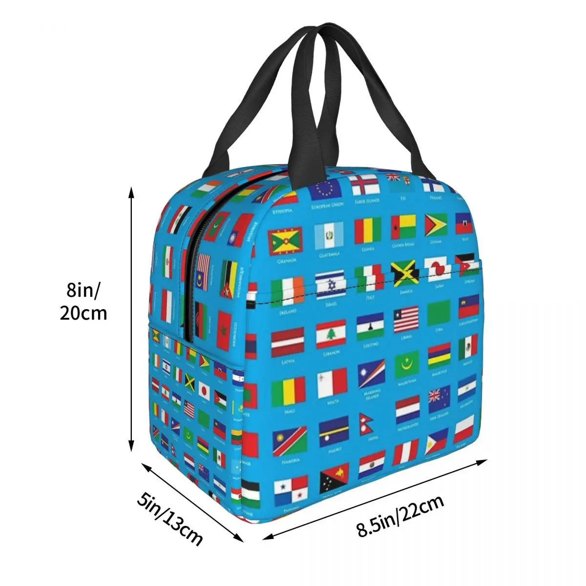 Flags Of The World With Country Names Lunch Bags Insulated Bento Box Lunch Tote Leakproof Picnic Bags Thermal Bag for Woman