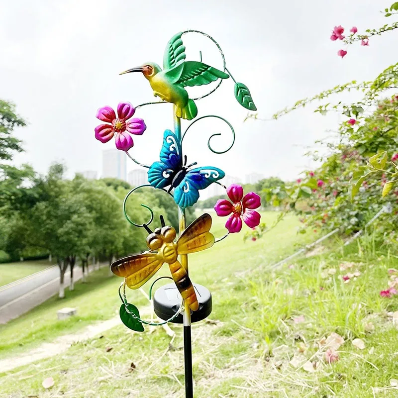 

Солнечные фонари, красочные железные украшения в виде бабки, поделки, украшения для сада, газона, двора, виллы, аксессуары, предметы