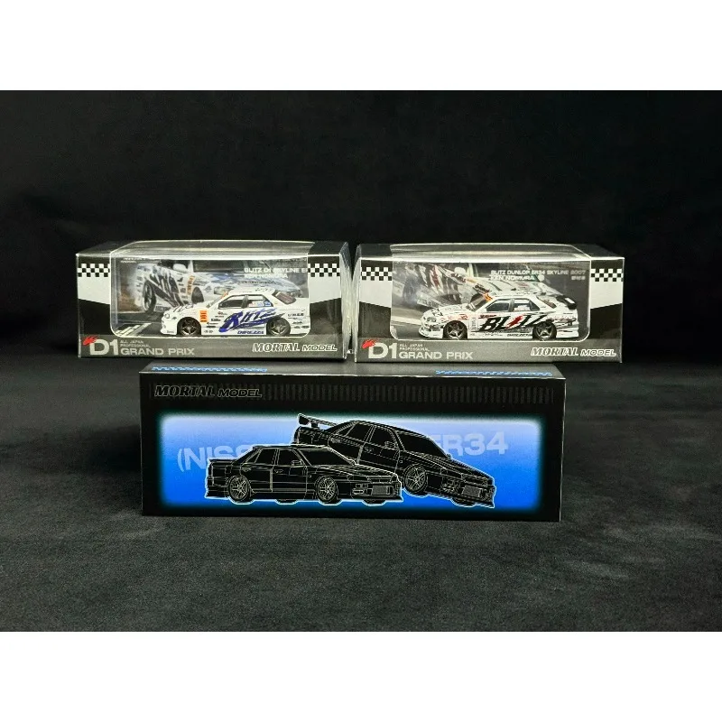 1:64 Mortal Nissan GTR ER34 Skyline drift car version, alloy car model. view 5
