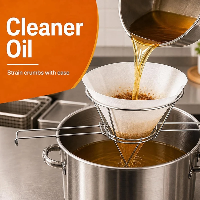 DT39 Frying Oil and Syrup Filter Holder Set Conical Design for Maple Syrup Kitchens Restaurants Food Trucks