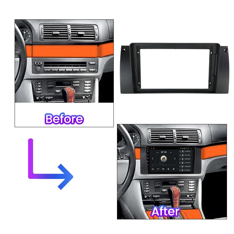 Panel Kit For Car Radio Bezel Frame for BMW X5 1999-2006 (E39) 9inch Car Multimedia Radio Panel Frame Cable CANBUS Protocol Box