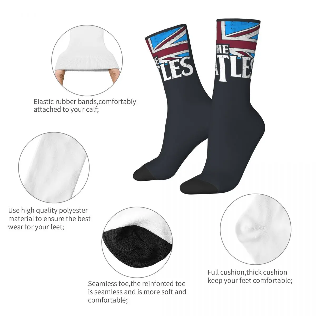 Vintage Popular Band Men\'s compression Socks Unisex The Beatle Harajuku Seamless Printed Novelty Crew Sock